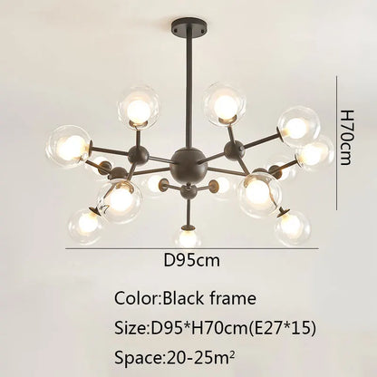 DecorBites™ Black Postmodern Sputnik Chandelier for Dining Room and Home Decor