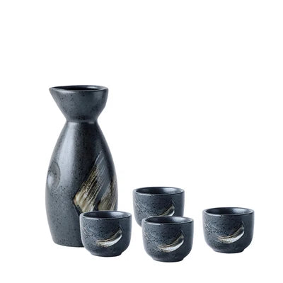 DecorBites™ Ceramic Sake Liquor Dispenser Set - Yellow Wine Cup & Small Glass