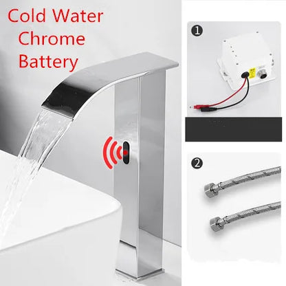 DecorBites™ Black Sensor Waterfall Basin Faucet - Automatic Touchless Hot Cold Water Mixer