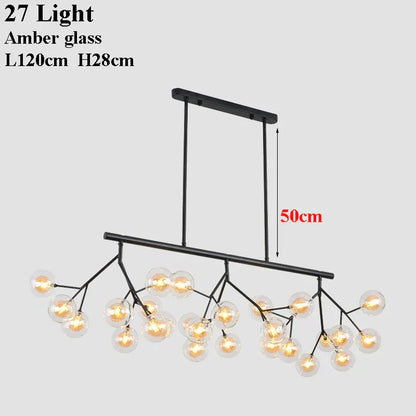 DecorBites™ Glass Ball Firefly LED Tree Branch Chandelier Industrial Black Lighting