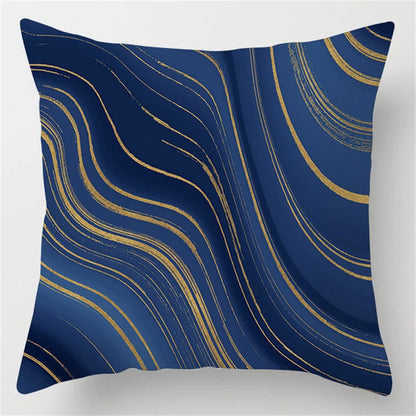 DecorBites™ Blue Geometric Marble Stripe Line Pillowcases for Car Sofa Decor