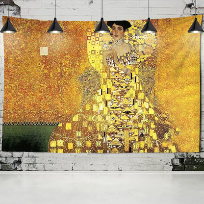 DecorBites™ Gold Kiss Oil Painting Tapestry Wall Hanging Art Blanket