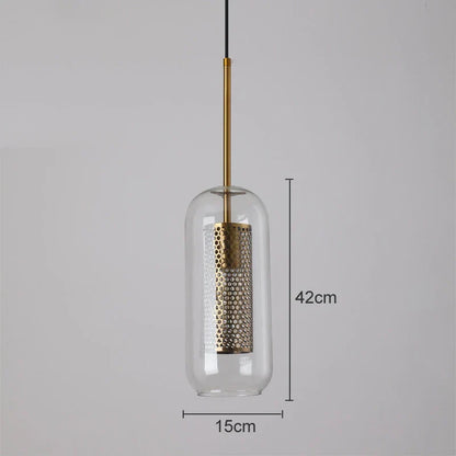DecorBites™ Gold Mesh Glass Ball Pendant Light Industrial Kitchen Fixture