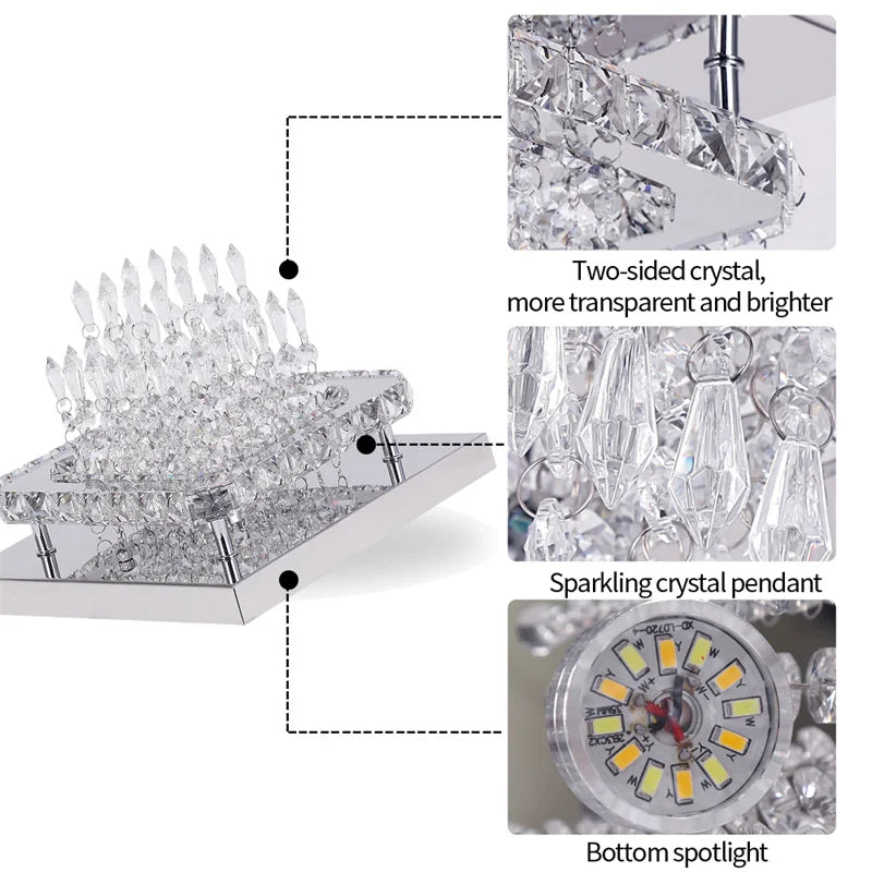 DecorBites™ Crystal LED Ceiling Chandelier Modern Lighting Fixture for Home Hotel Decor
