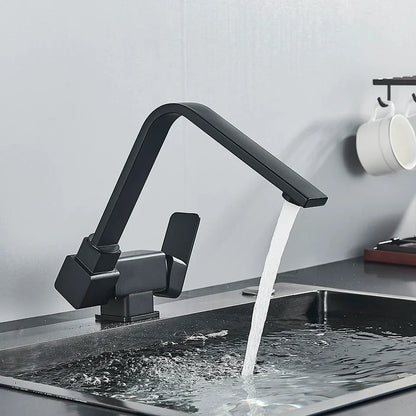 DecorBites™ Black Kitchen Rotating Faucet | Foldable Single Handle Mixer Faucet