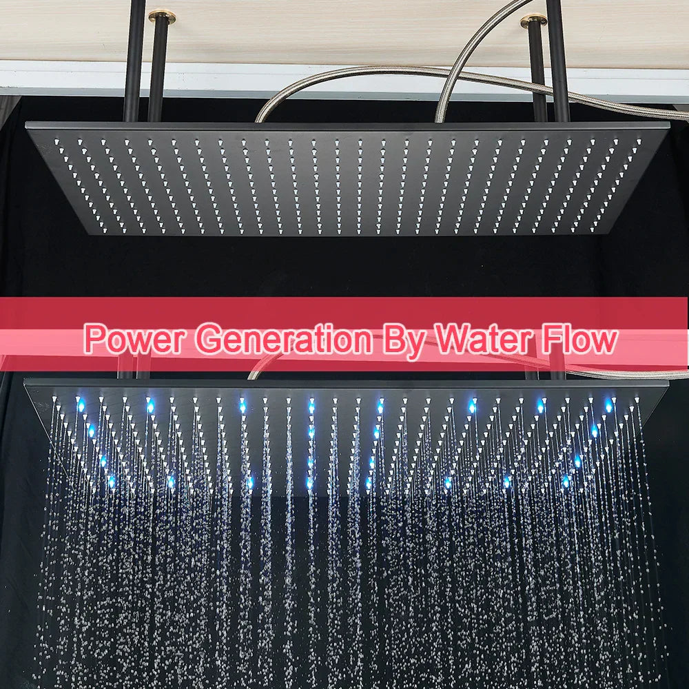 DecorBites™ 16"x32" LED Rainfall Shower Head - Color Changing Luxury Square Design