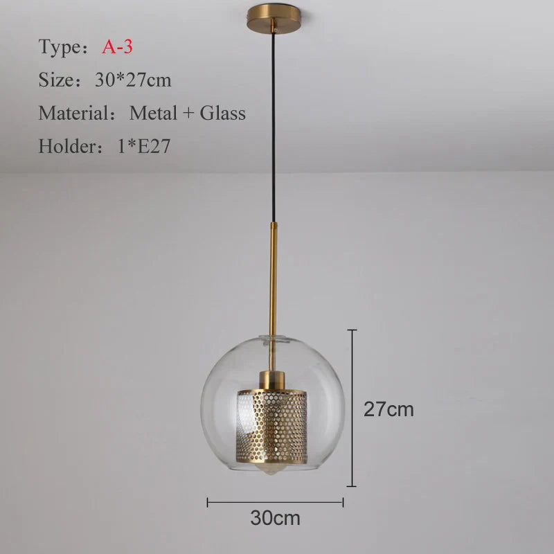 DecorBites™ Ball Glass Pendant Light Modern Kitchen Dining Living Room Fixture