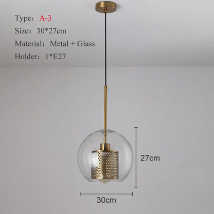 DecorBites™ Ball Glass Pendant Light Modern Kitchen Dining Living Room Fixture