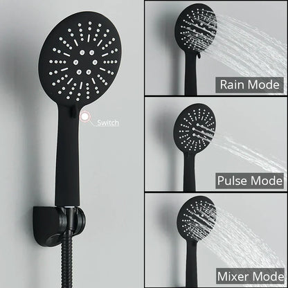 DecorBites™ Black/Chrome Brass Thermostatic Shower Set with Wall Mount - Bathroom Accessories