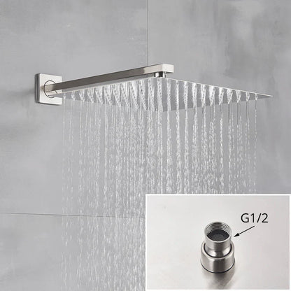 DecorBites™ Brushed Nickel Shower System with Rain Shower Head for Wall Mounted Bathroom