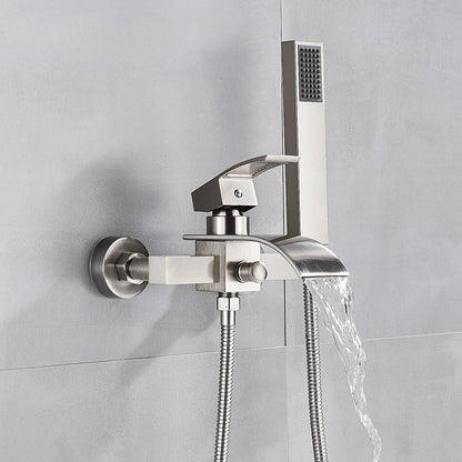 DecorBites™ Black Wall Mount Bathtub Shower Faucet with Waterfall Spout