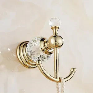DecorBites™ Gold Crystal Bathroom Accessories Set: Luxe Brass Bath Hardware Wall Mount Collection
