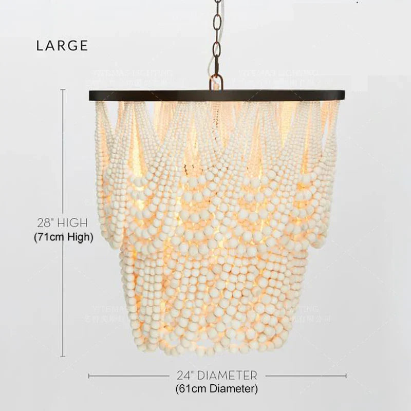 DecorBites™ Black Wood Beaded Pendant Chandelier - Antique Nordic Lighting for Foyer, Dining, Bedroom