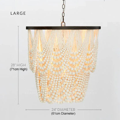 DecorBites™ Black Wood Beaded Pendant Chandelier - Antique Nordic Lighting for Foyer, Dining, Bedroom