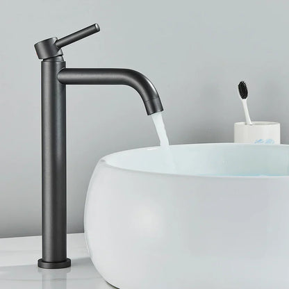 DecorBites™ Black Deck Mounted Basin Mixer Tap | Hot Cold Water Faucet for Bathroom Basin
