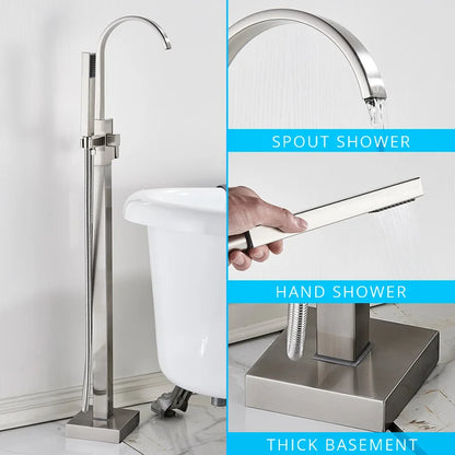 DecorBites™ Black Floor Mounted Bathtub Faucet Set with Waterfall Mixer Tap