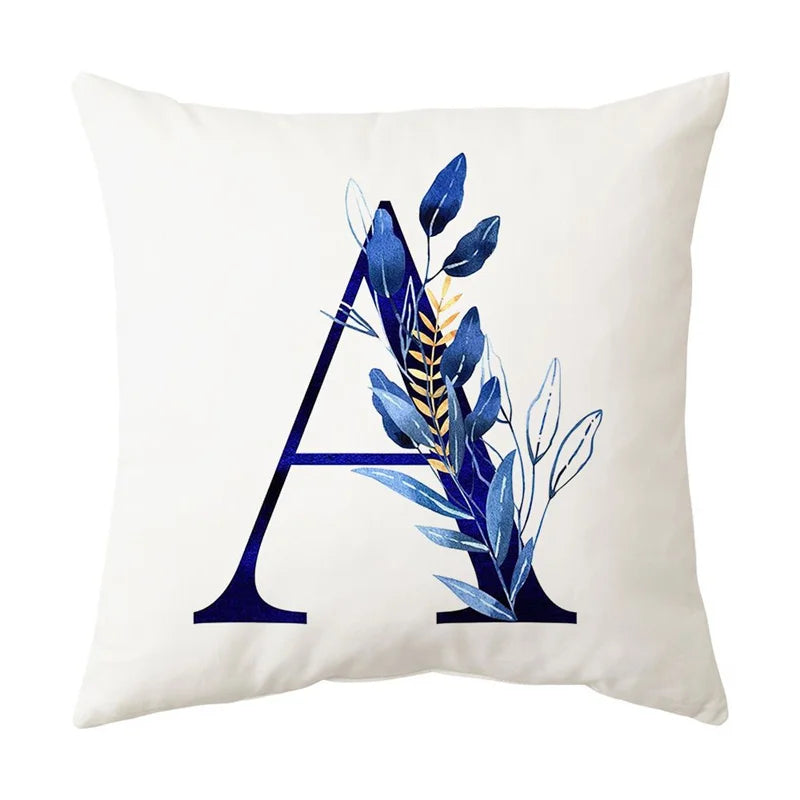 DecorBites™ Blue Alphabet Flower Letter Pillowcase for Home Decor