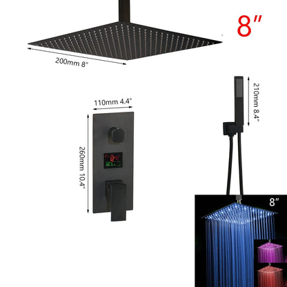 DecorBites™ Black Digital Shower Faucet, Matte Black Finish, Thermostatic Temperature Display