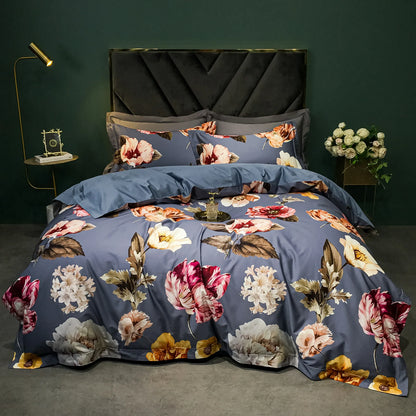 DecorBites™ 1400TC Egyptian Cotton Bird Floral Bedding Set - Luxury 4Pcs
