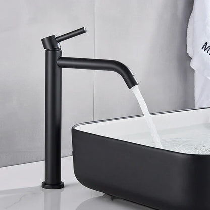 DecorBites™ Black Deck Mounted Basin Mixer Tap | Hot Cold Water Faucet for Bathroom Basin