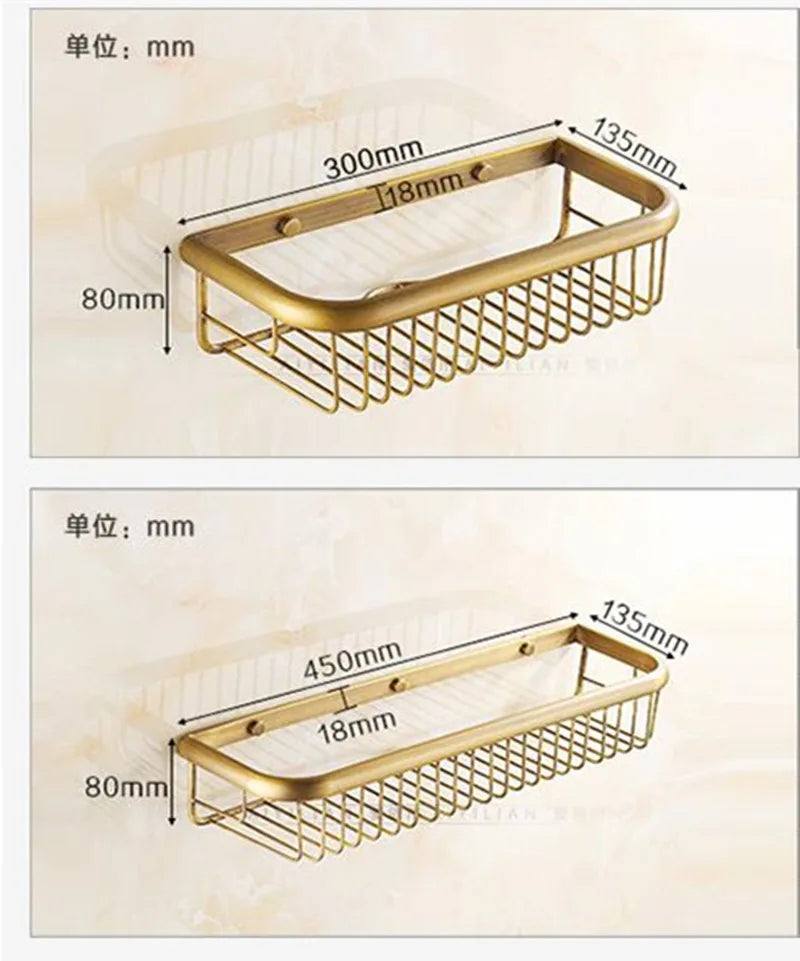 ™ Gold Brass Bathroom Shelf with Soap Holder 30cm/45cm