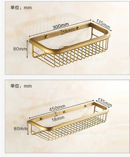 ™ Gold Brass Bathroom Shelf with Soap Holder 30cm/45cm