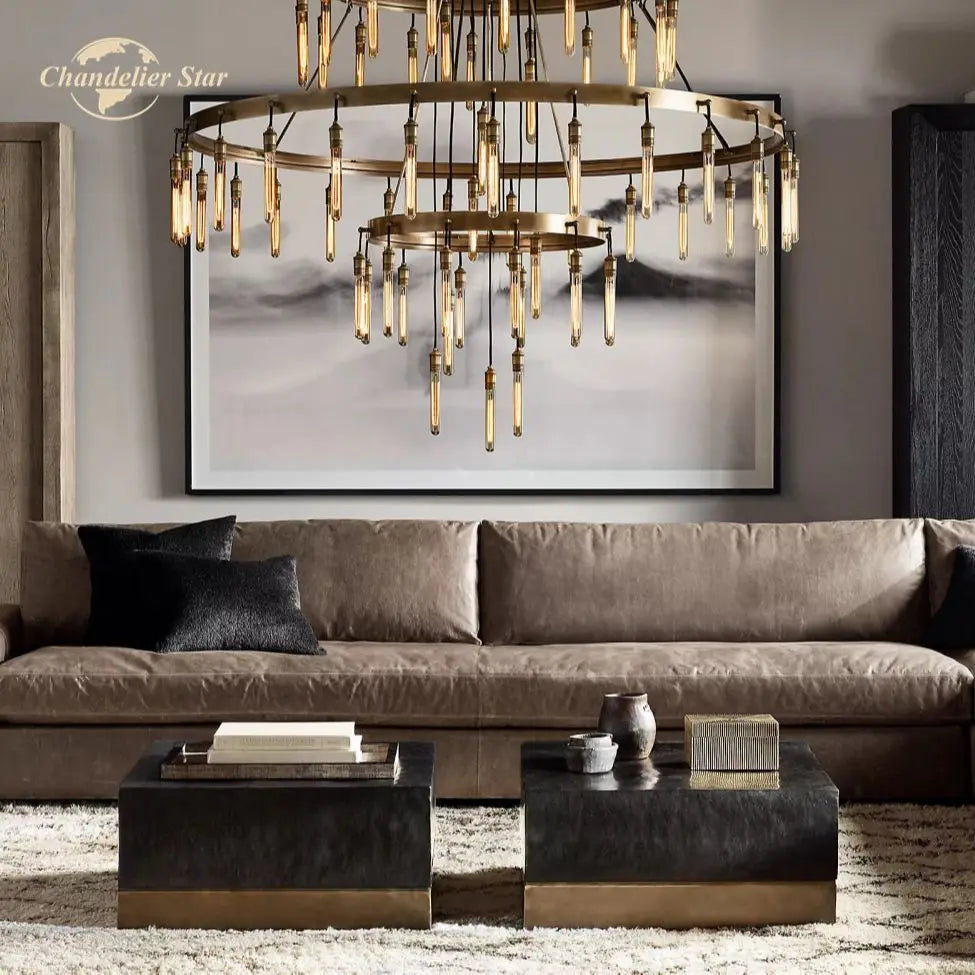 DecorBites™ Axis Black Brass LED Round Chandelier for Living & Dining Room