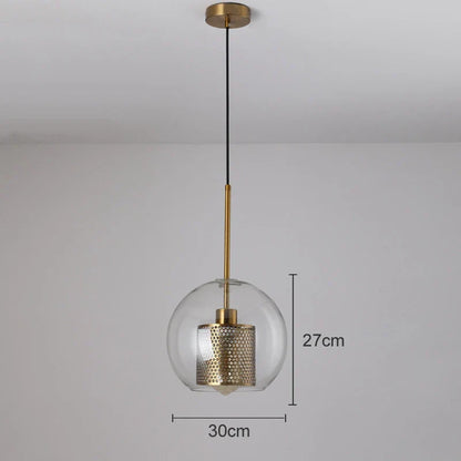 DecorBites™ Gold Mesh Glass Ball Pendant Light Industrial Kitchen Fixture