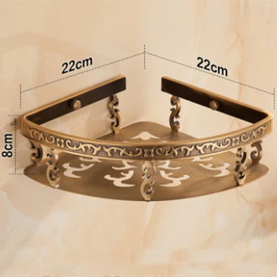 DecorBites™ Aluminum Bathroom Corner Shelf - 40cm Length, Antique Finish, Shower Room Basket