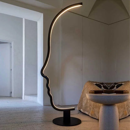 DecorBites™ Black Nordic Human Face LED Floor Lamp: Adjustable Indoor Lighting for Living Room