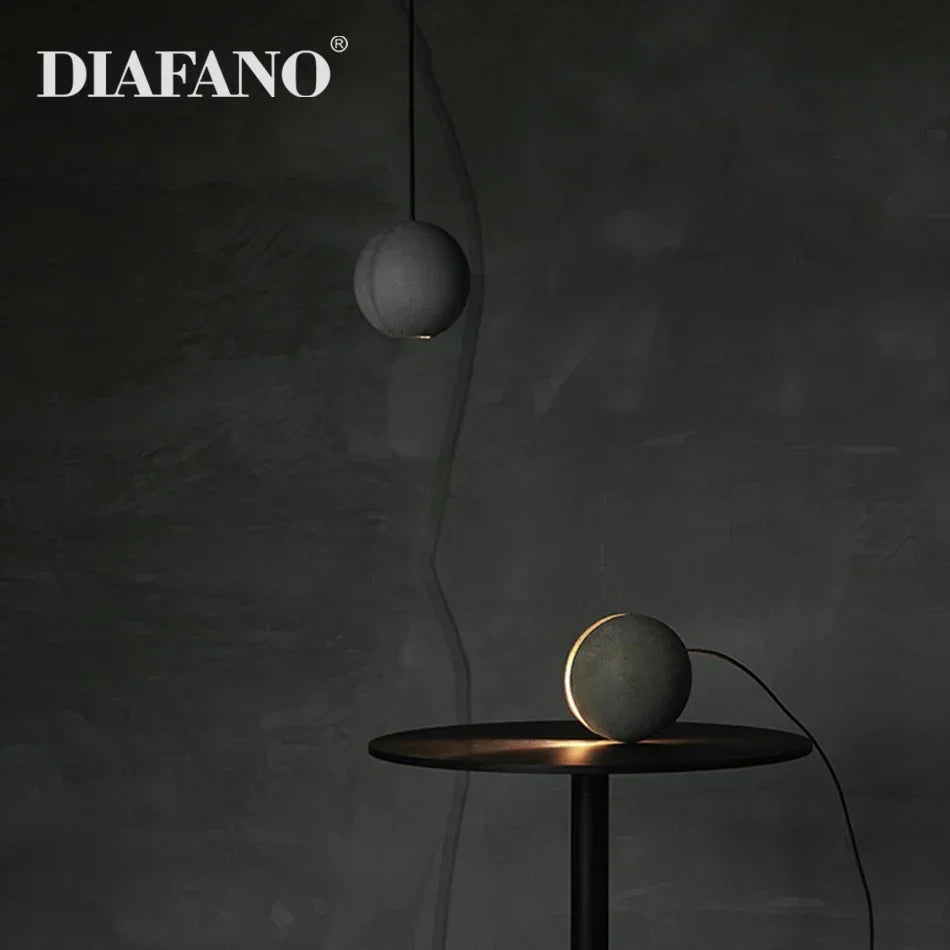 DecorBites™ Cement Pendant Light | Nordic Design Moon Planet Hanging Lamp for Dining Room