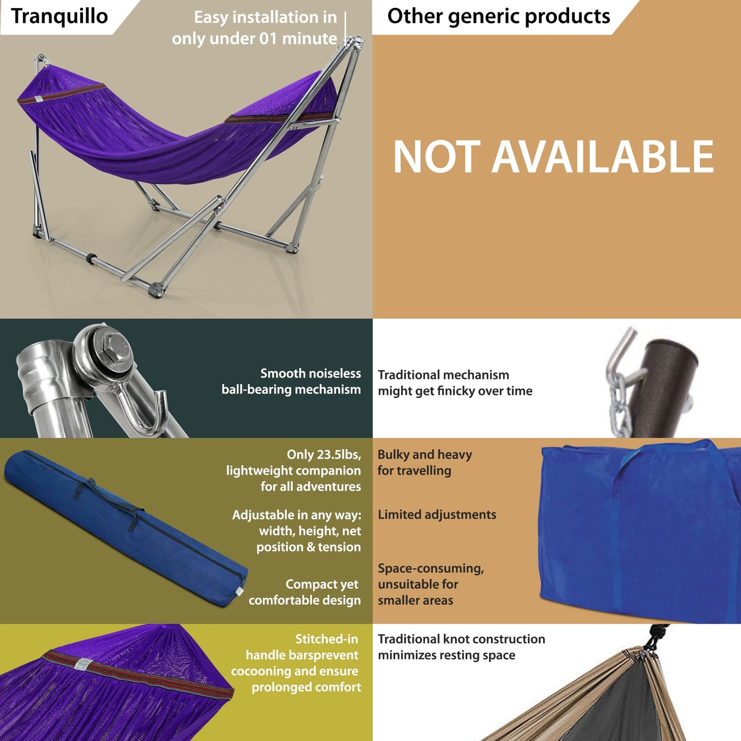 Tranquillo Original Stainless Steel Hammock Stand for Ultimate Relaxation