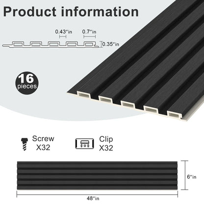 Hausvita 48 x 6 inch WPC Slat Wall Panel (16 Pack)