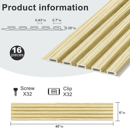 Hausvita 48 x 6 inch WPC Slat Wall Panel (16 Pack)