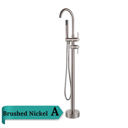DecorBites™ Antique Brass Floor Mount Tub Faucet Swivel Spout Shower Mixer Tap