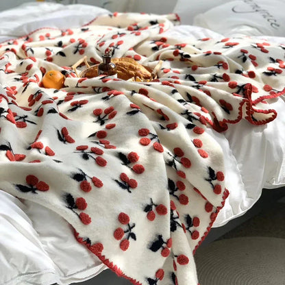 DecorBites™ 3D Cherry Kids Wool Blanket - Kawaii Sweet Girl Crib Bedding