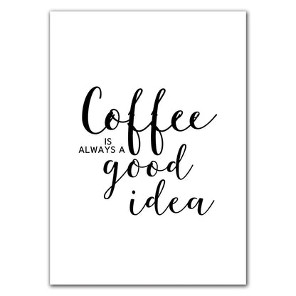 DecorBites™ "Awakened Aromas" Canvas Print - Nordic Black & White Coffee Quotes