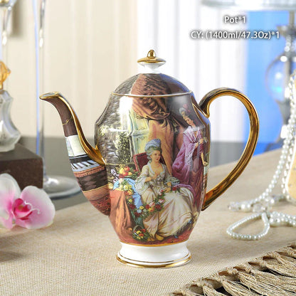DecorBites™ Bone China Tea Pot: Elegant European Porcelain Coffee Pot for Tea Lovers.