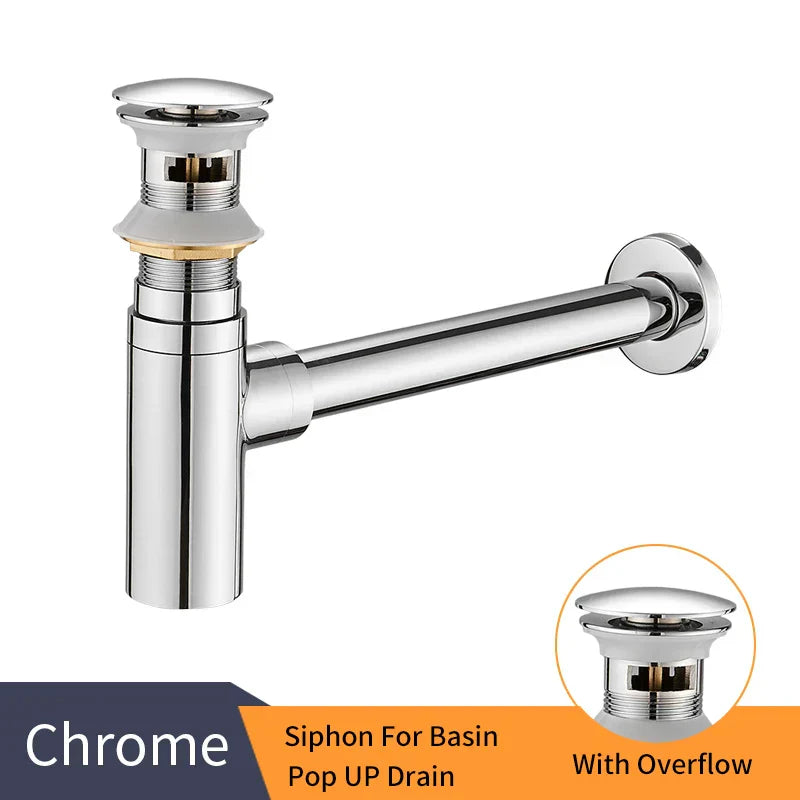 DecorBites™ Brass Round Bottle Trap Oil Rubbed Bronze Pop Up Drain WF-6920