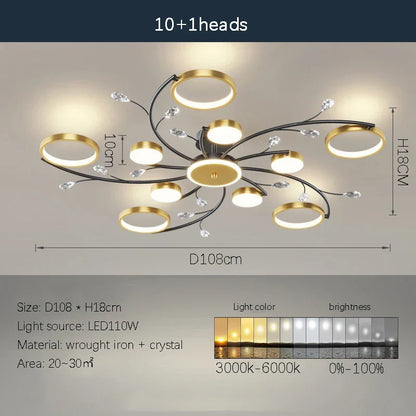 DecorBites™ LED Chandelier: Modern Whole House Indoor Lighting for Bedroom, Living Hall, and Dining Room