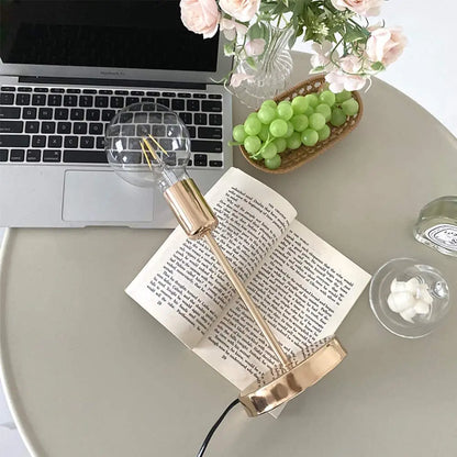 DecorBites™ Golden Modern LED Desk Lamp, College Dorm Study Table Light