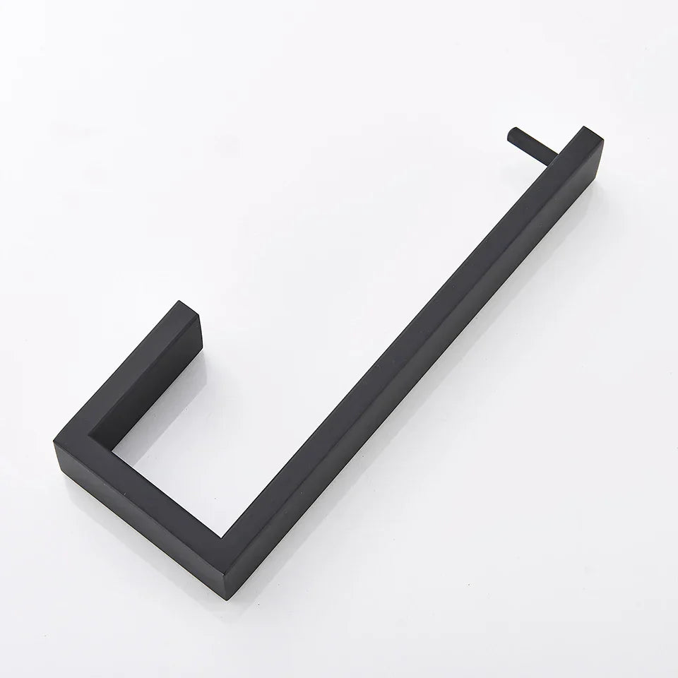 DecorBites™ Black Bathroom Hardware Set: Robe Hook, Towel Bar, Shelf, Tissue Holder, Toothbrush Organizer