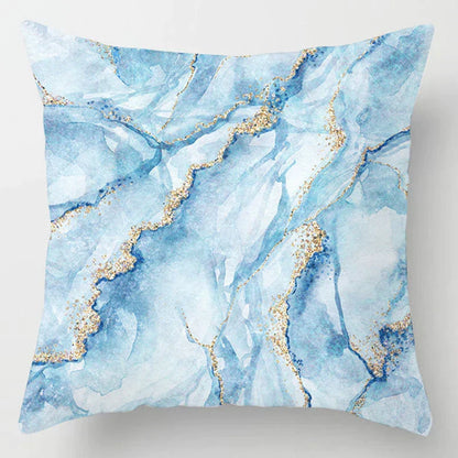 DecorBites™ Blue Geometric Marble Stripe Line Pillowcases for Car Sofa Decor