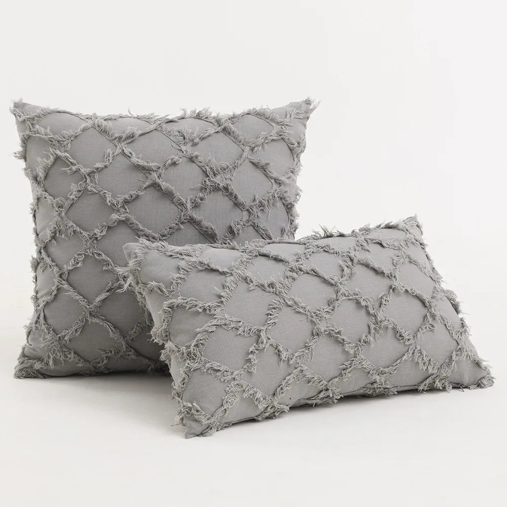 DecorBites™ Black Boho Lumbar Woven Pillow Cover for Bed Bedroom Decor