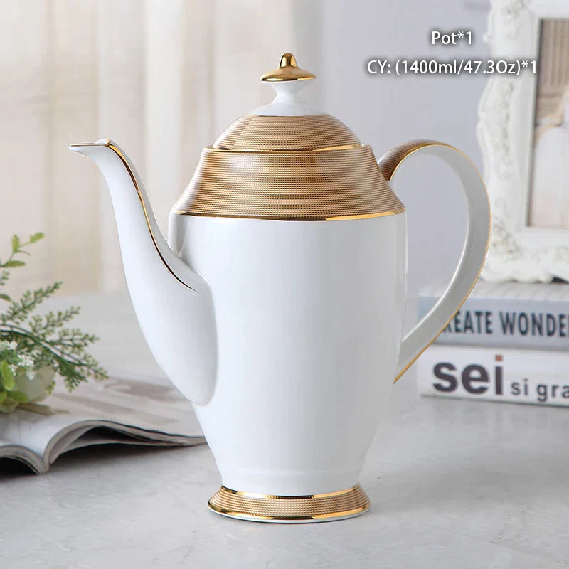 DecorBites™ Bone China Tea Pot: Elegant European Porcelain Coffee Pot for Tea Lovers.