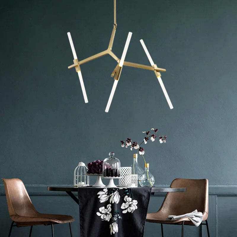 DecorBites™ Gold LED Chandelier: Modern Nordic Lighting Fixture for Indoor Decor.