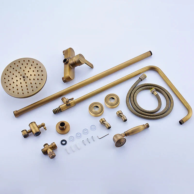DecorBites™ Antique Brass Shower Set with Handshower, Rainfall Tap Crane