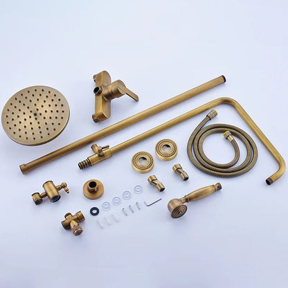 DecorBites™ Antique Brass Shower Set with Handshower, Rainfall Tap Crane