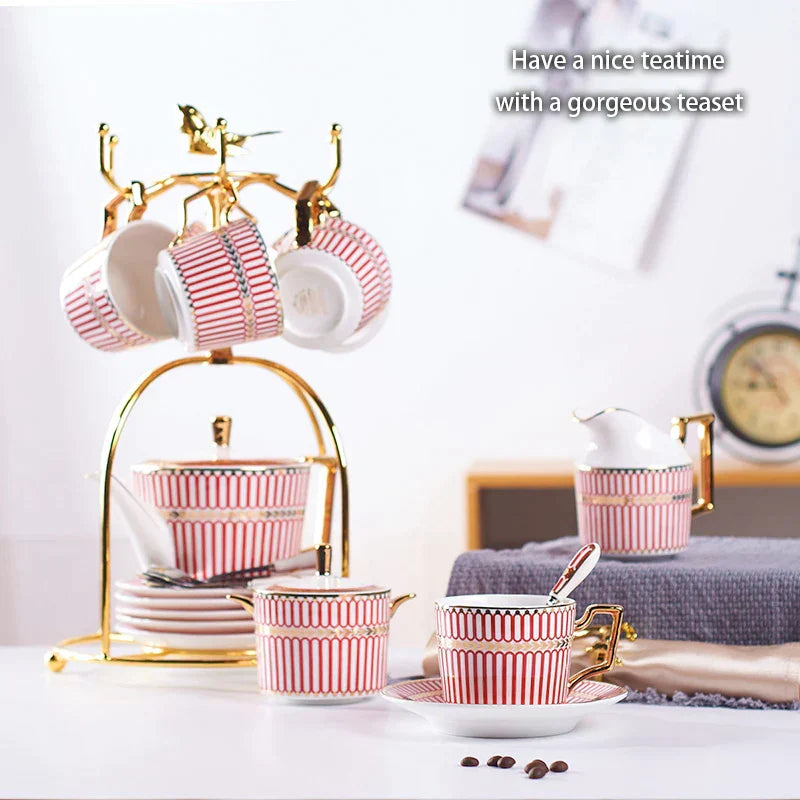 DecorBites™ Gold Porcelain Coffee & Tea Set - Luxury Bone China Porcelain Coffeeware