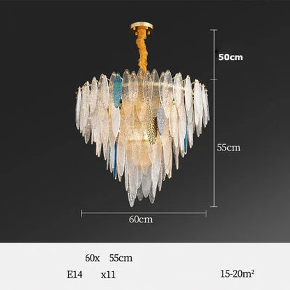 DecorBites™ Art Deco Glass Iron LED Chandelier for Dinning Room